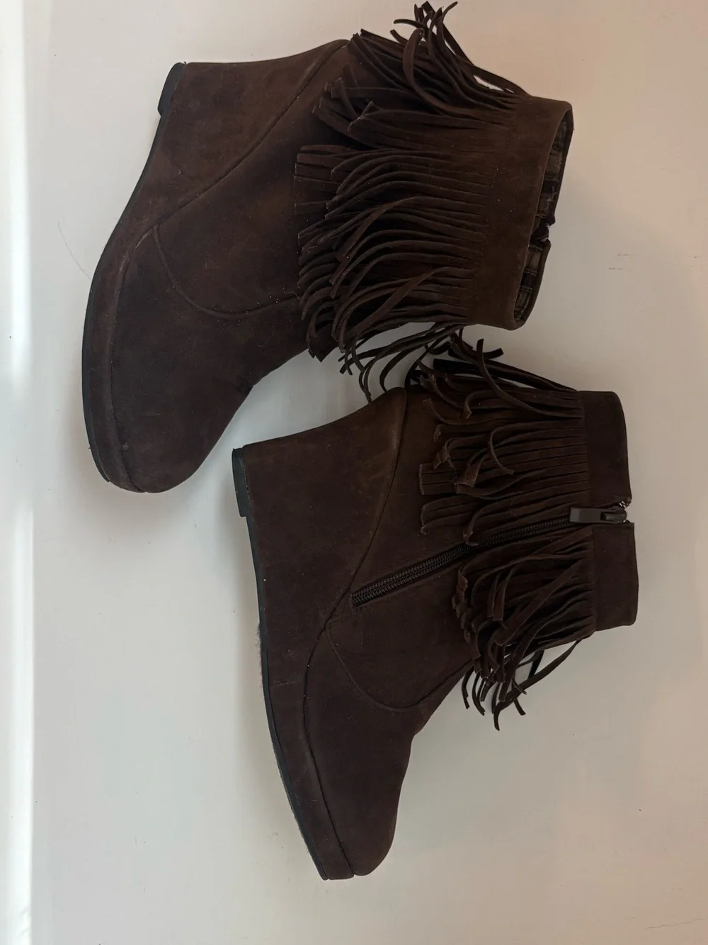 Y2k Fringe Wedge Ankle Boot Brown